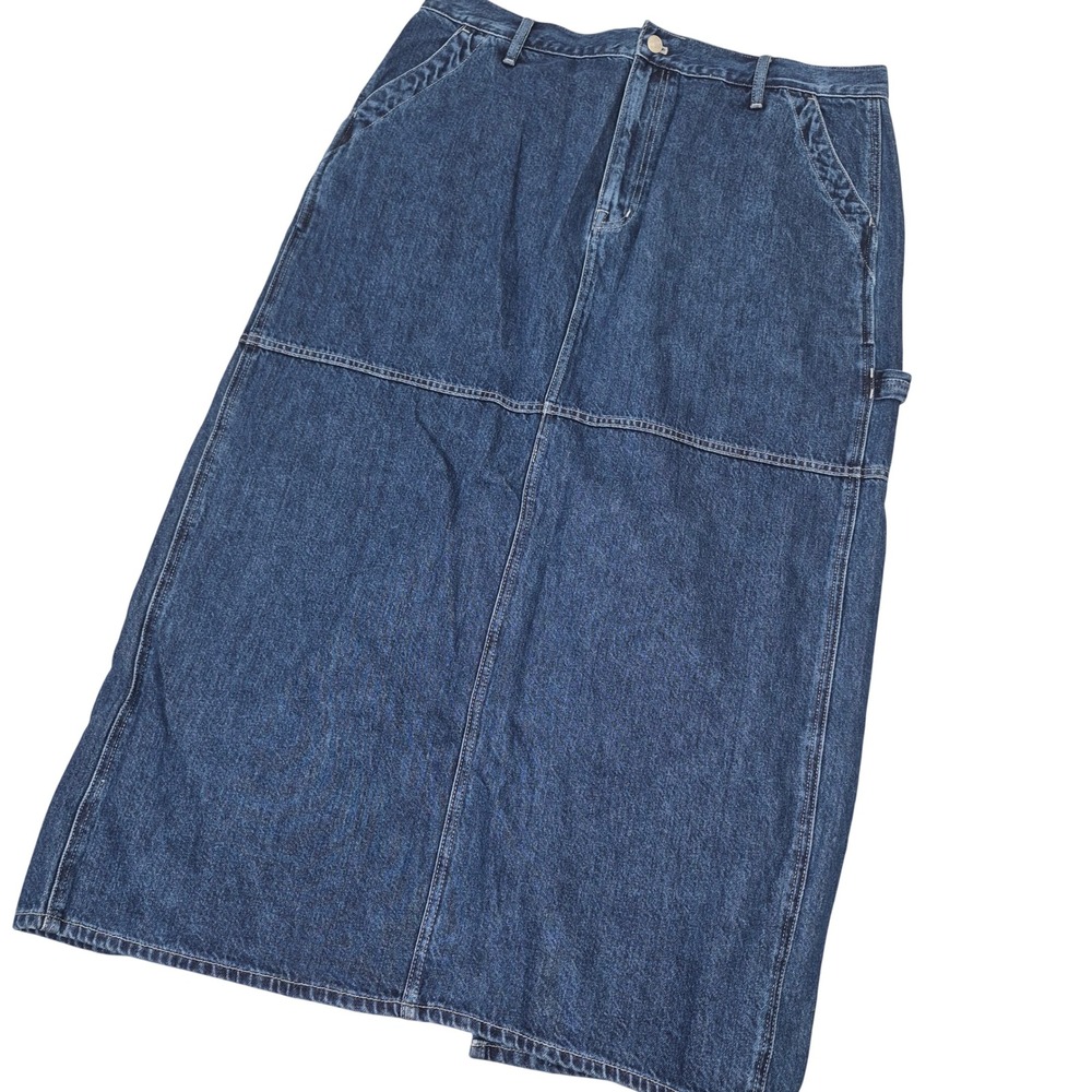 Madewell 33‎ (38) Denim Maxi Skirt Blue Carpenter Utility Hammer Loop Jean Plus